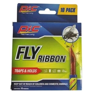 10 Piece Pic Fly Ribbon Traps Holds Fly Insect Bug Kitchen Barn Garage Trash